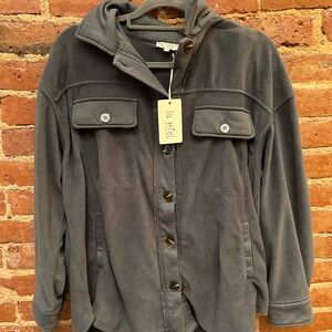 NWT Gray Button-Up Fleece Shacket